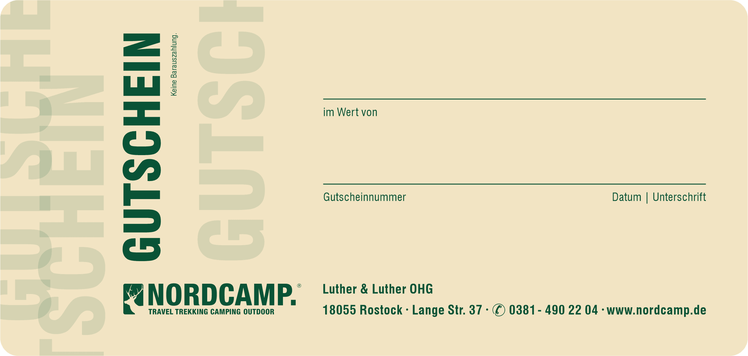 Nordcamp Geschenkgutschein zum Verschenken